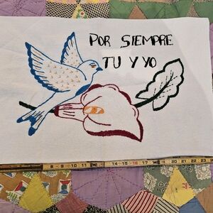 Embroidered Bird and Flower Pet Blanket